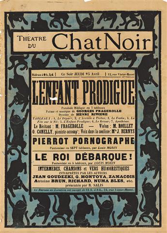 HENRI RIVIERE (1864-1951). THEATRE DU CHAT NOIR / LENFANT PRODIGUE. Two posters. Circa 1895. Each approximately 23½x16½ inches, 59½x42